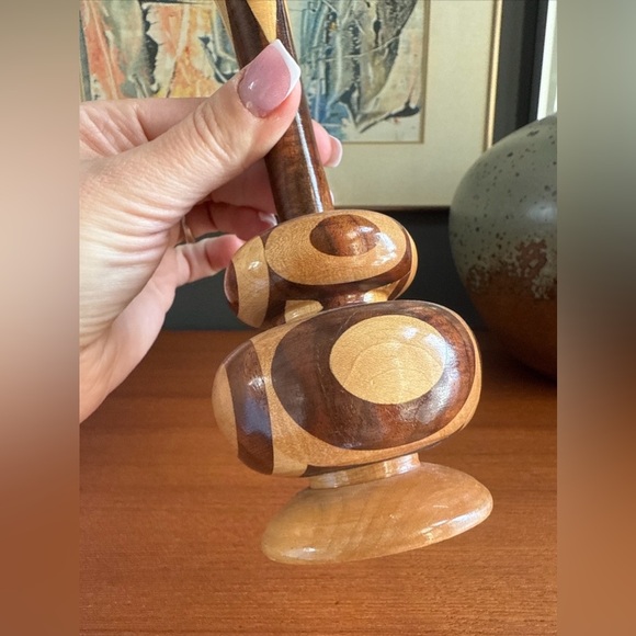 Hand turned wood vase Unique segment vasel Made By Walter L Jones creation 1983 - Picture 5 of 13